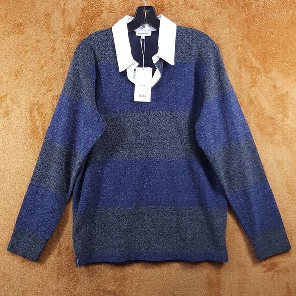 NORSE PROJECTS Polo Shirt Mens Small Blue Gray Brushed Rugby Long Sleeve $325 - Picture 3 of 9